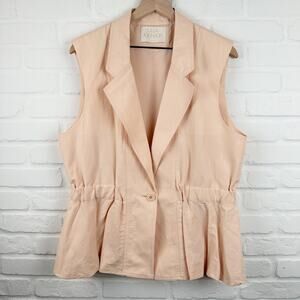 Ulla Johnson Beatriz Vest Petal Peach structured Linen Blend Peplum Size Large
